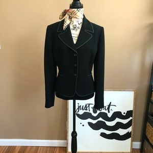Black TAHARI ASL Jacket w/ white stitching detail